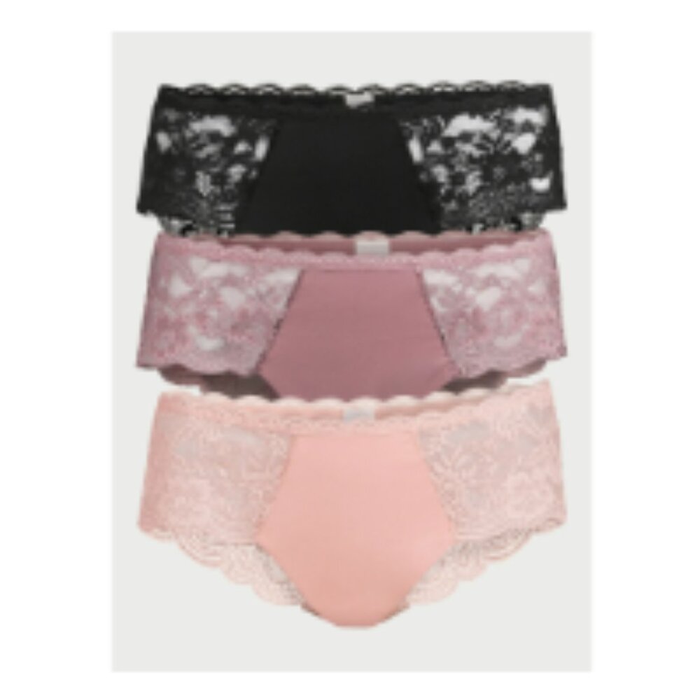 Joyspun Women's Microfiber and Lace Hipster Panties, 3-Pack